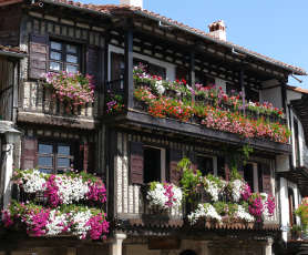 Flores en los balcones de La Alberca
